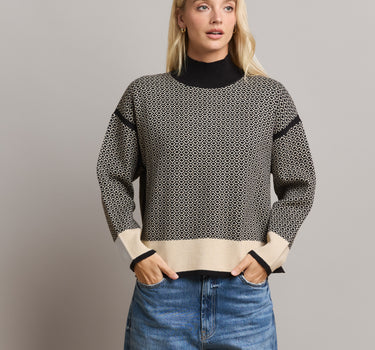 Geometric Mockneck Sweater