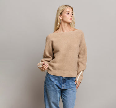 Side Stripe Boat Neck Sweater