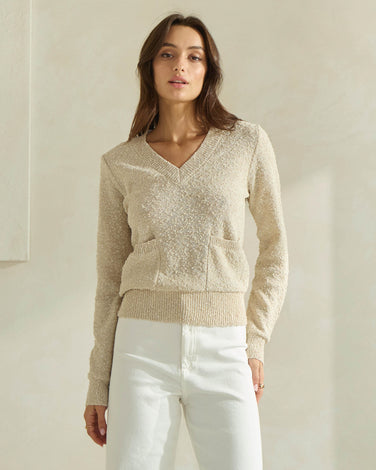 Two Tone Boucle Sweater Top