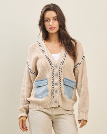 Denim pocket cardigan