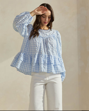 Gingham Babydoll Top