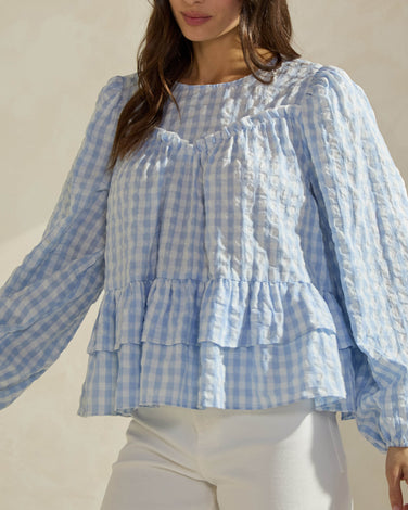 Gingham Babydoll Top