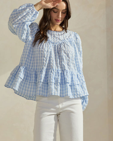 Gingham Babydoll Top