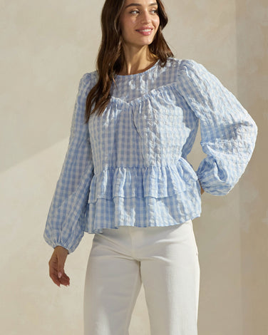 Gingham Babydoll Top