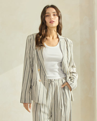 Striped Double-breasted Blazer