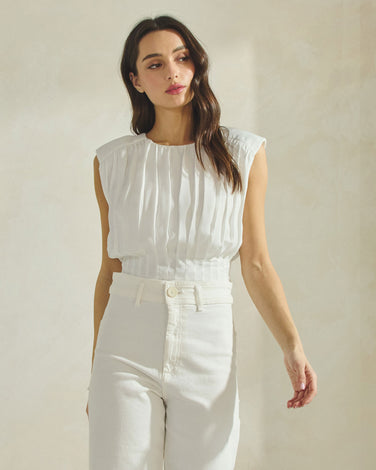 Pleated Sleeveless Top