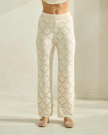 Diamond Openwork Knit Pants