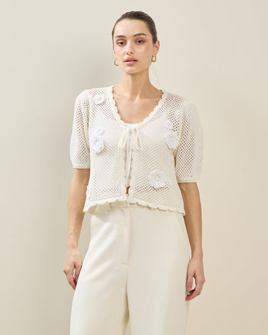 Floral Open Stitch Cardigan