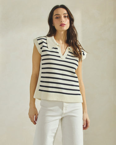 Striped Collared Sweater Vest