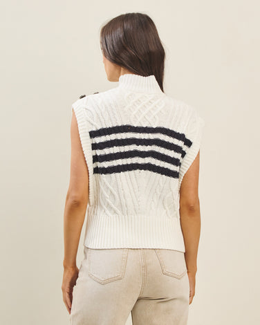 Striped button sweater vest