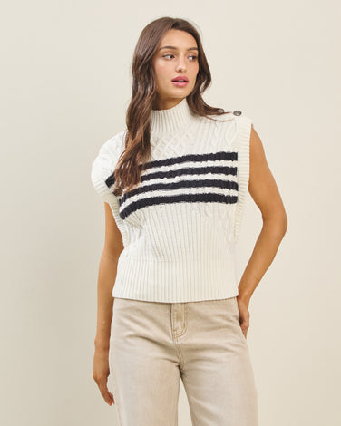 Striped button sweater vest