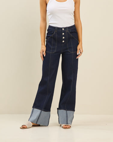 Roll-up denim pants