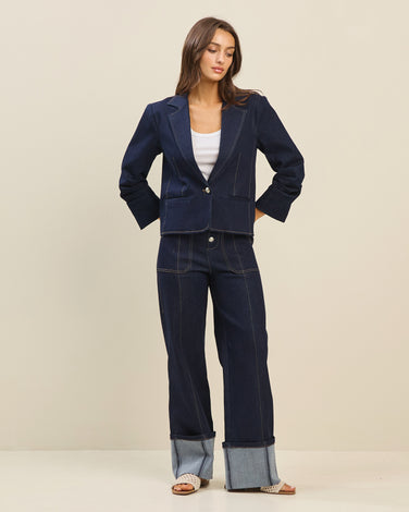 Roll-up denim pants