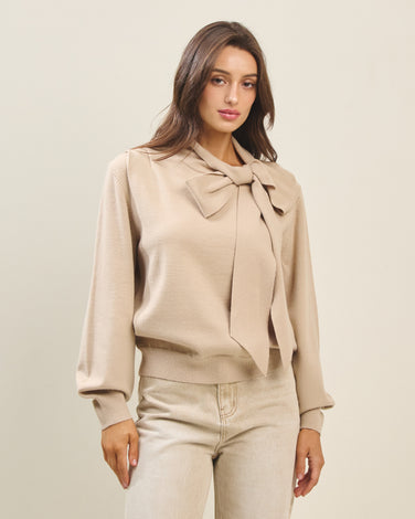 Tie neck sweater