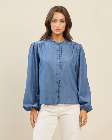 Studded ruffle blouse