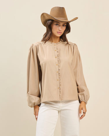 Studded ruffle blouse