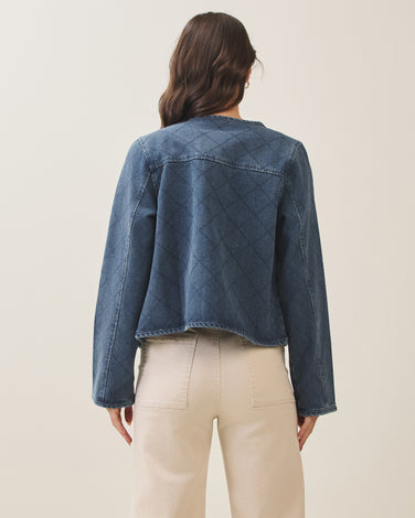 Diamond stitched denim jacket