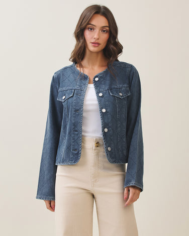 Diamond stitched denim jacket