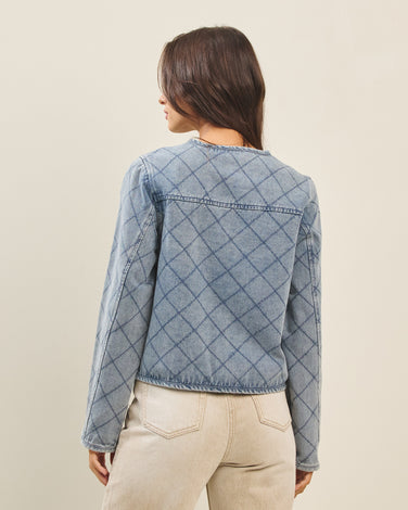 Diamond stitched denim jacket
