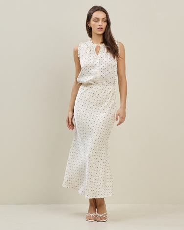 Polka Dot Dull Satin Skirt