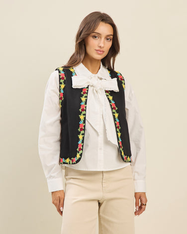 Floral embroidered vest