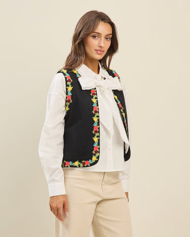 Floral embroidered vest