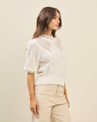 Lace open knit top
