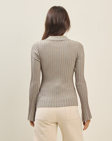 Two tone ribbed sweater