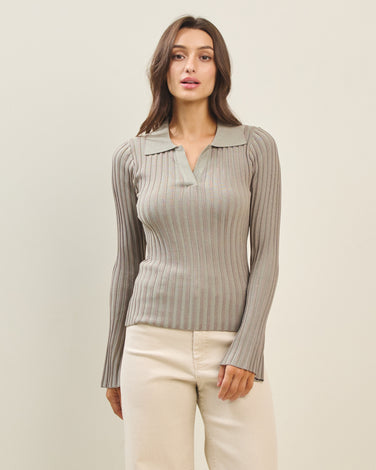 Two tone ribbed sweater