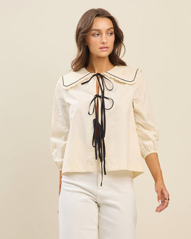 Contrast bow blouse