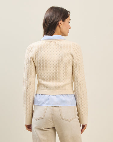 Layered look shirt cardigan