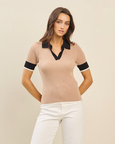 Contrast trim knit top