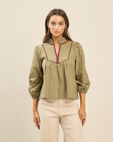 Embroidered cotton blouse