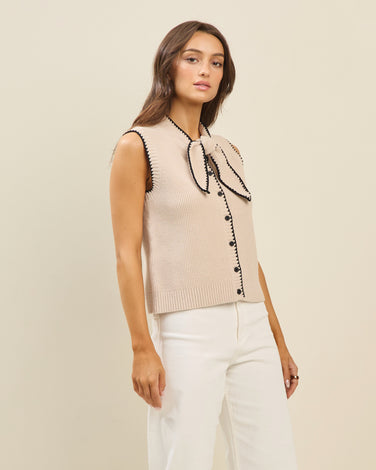 Whipstitch bow sweater vest