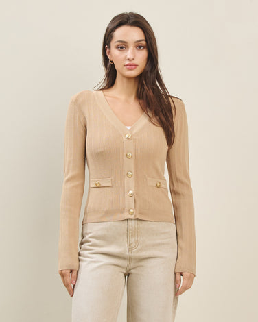 Gold button v-neck cardigan