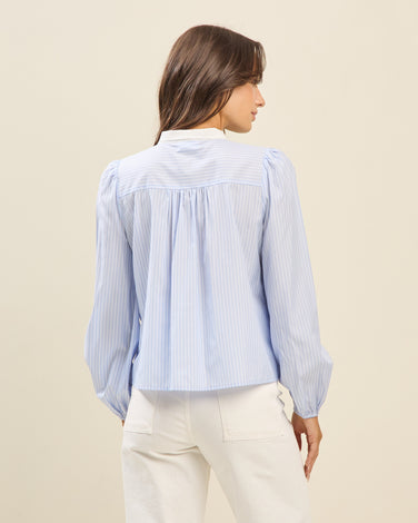 Colorblock bow blouse