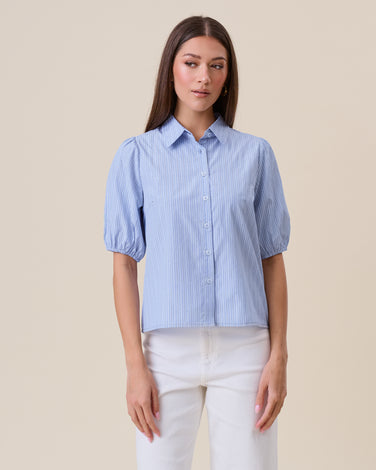 Rhinestone puff sleeve blouse