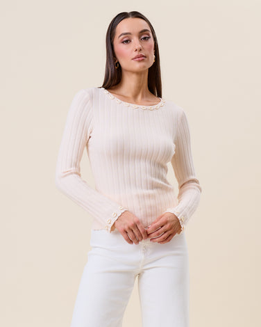 Shell embellished knit top