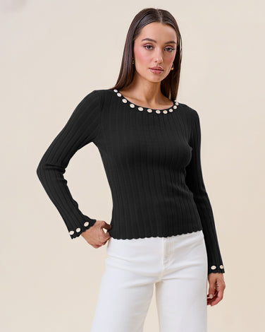 Shell embellished knit top