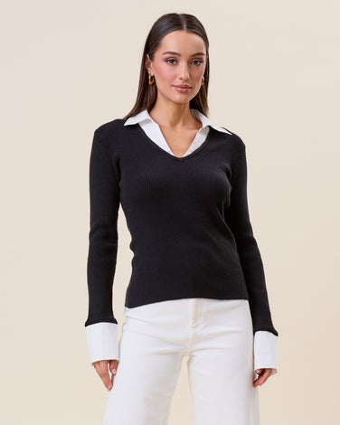 Layered look knit top