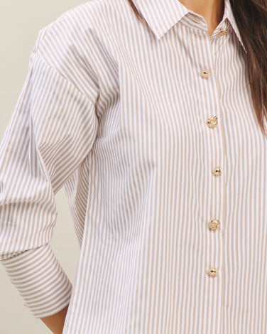 Striped jewel button shirt