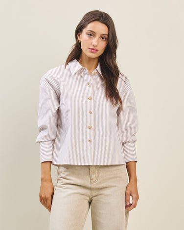 Striped jewel button shirt