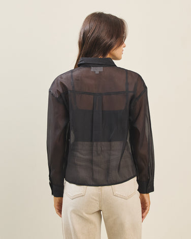 Cami top & ruffle front organza blouse set