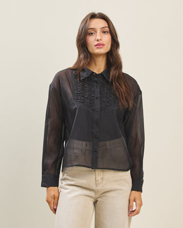 Cami top & ruffle front organza blouse set
