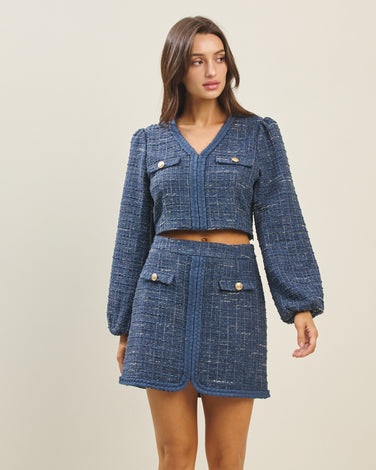 Braided tweed top