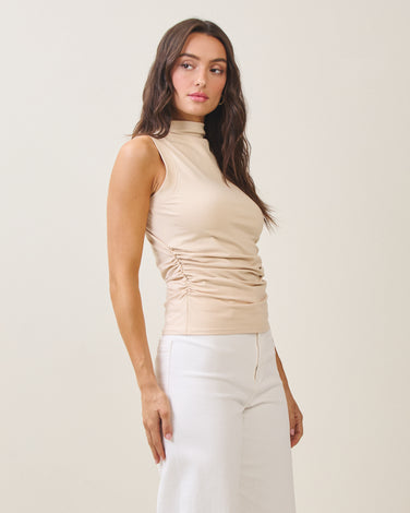 Mockneck sleeveless knit top