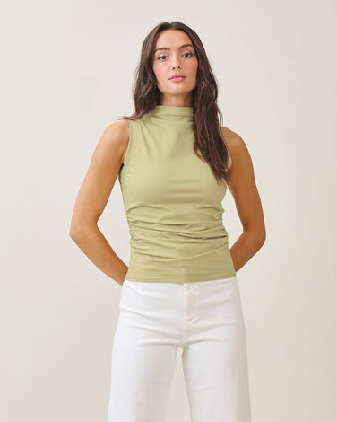Mockneck sleeveless knit top