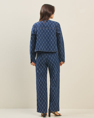 Diamond stitched denim pants