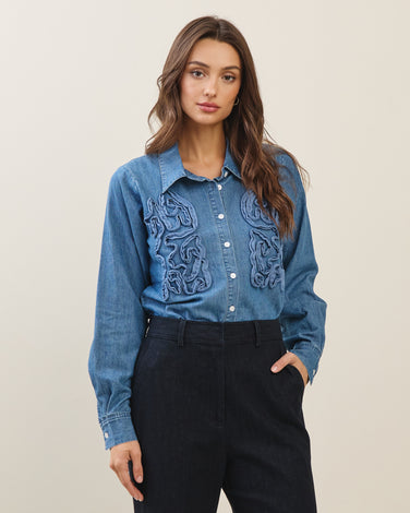 Textured denim shirt