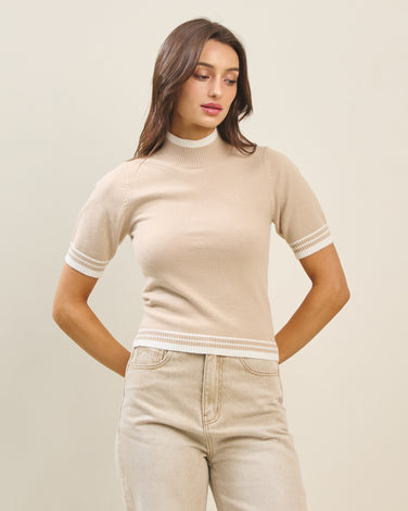 Contrast trim sweater top
